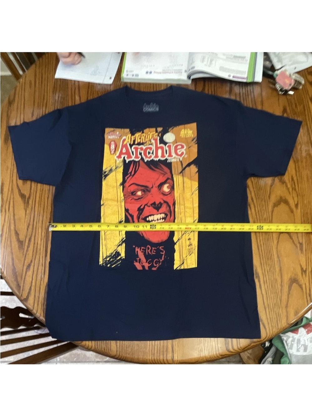 New Archie Navy Short-Sleeve Tee with Red & Yellow Graphic